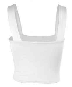 Trendy & Unique Trendy Square Neck Suspender Strap Crop Tank Top - White What's New
