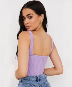 Trendy & Unique Trendy Suspender Strap Square Neck Crop Corset Top - Purple 7 Trendy & Unique Trendy Suspender Strap Square Neck Crop Corset Top - Purple