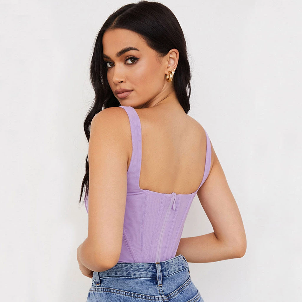 Trendy & Unique Trendy Suspender Strap Square Neck Crop Corset Top - Purple 5 Trendy & Unique Trendy Suspender Strap Square Neck Crop Corset Top - Purple