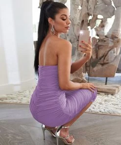 Trendy & Unique What's New Trendy Sweetheart Strapless Ruched Bodycon Cocktail Midi Dress - Purple 9 Trendy & Unique What's New Trendy Sweetheart Strapless Ruched Bodycon Cocktail Midi Dress - Purple