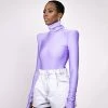Trendy & Unique Trendy Turtleneck Long Sleeve Shoulder Pad Seamless Bodysuit - Purple 2 Trendy & Unique Trendy Turtleneck Long Sleeve Shoulder Pad Seamless Bodysuit - Purple