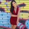 Trendy & Unique Trendy V Neck Ruched Bodycon Strapless Party Mini Dress - Burgundy What's New