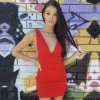 Trendy & Unique Trendy V Neck Ruched Bodycon Strapless Party Mini Dress - Red What's New