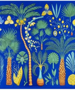 Trendy & Unique What's New Tropical Print Oversized Square Silk Twill Scarf - Klein Blue