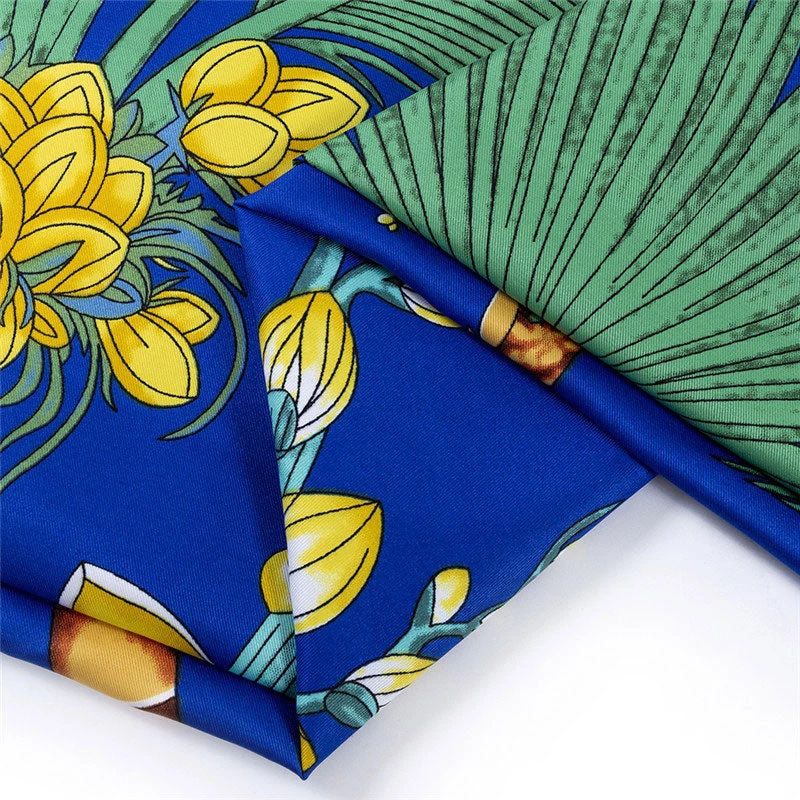 Trendy & Unique What's New Tropical Print Oversized Square Silk Twill Scarf - Klein Blue 5 Trendy & Unique What's New Tropical Print Oversized Square Silk Twill Scarf - Klein Blue