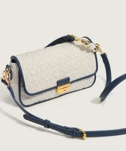 Trendy & Unique What's New Unique Bead Trimmed Flap Front Buckled Ruched Shoulder Bag - White