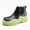 Trendy & Unique What's New Unique Contrast Rubber-Trimmed Low Lug Sole Chelsea Boots - Yellow