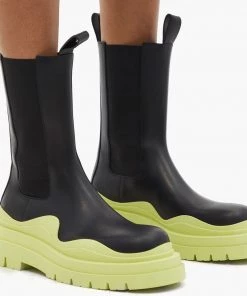 Trendy & Unique Unique Contrast Rubber-Trimmed Lug Sole Chelsea Boots - Yellow What's New