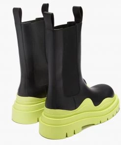 Trendy & Unique Unique Contrast Rubber-Trimmed Lug Sole Chelsea Boots - Yellow What's New