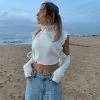 Trendy & Unique Unique Curved Drawstring Side Turtleneck Crop Knit Top - White What's New 2 Trendy & Unique Unique Curved Drawstring Side Turtleneck Crop Knit Top - White What's New