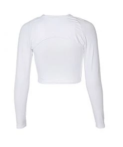 Trendy & Unique Unique Cut Out Cold Shoulder Long Sleeve Crop Top - White What's New