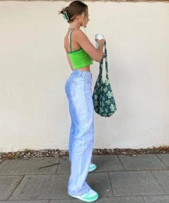 Trendy & Unique What's New Unique Gradient High Waist Faded Straight Leg Jeans - Blue