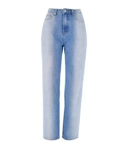 Trendy & Unique What's New Unique Gradient High Waist Faded Straight Leg Jeans - Blue