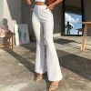 Trendy & Unique Unique High Waist Cutout Rib Knit Skinny Flare Pants - White What's New