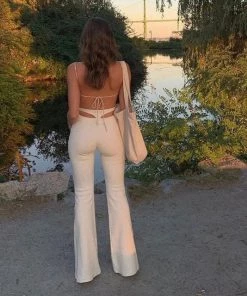 Trendy & Unique Unique High Waist Cutout Rib Knit Skinny Flare Pants - White What's New 10 Trendy & Unique Unique High Waist Cutout Rib Knit Skinny Flare Pants - White What's New