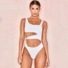 Trendy & Unique What's New Unique Neck Cut Out High Leg One Piece Swimsuit - White
