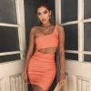 Trendy & Unique Unique One Shoulder Sleeveless Cut Out Ruched Mini Dress - Burnt Orange What's New 1 Trendy & Unique Unique One Shoulder Sleeveless Cut Out Ruched Mini Dress - Burnt Orange What's New