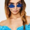 Trendy & Unique What's New Unique Rain Cloud Shape Lens Rimless Sunglasses - Blue