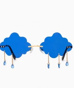 Trendy & Unique What's New Unique Rain Cloud Shape Lens Rimless Sunglasses - Blue 9 Trendy & Unique What's New Unique Rain Cloud Shape Lens Rimless Sunglasses - Blue
