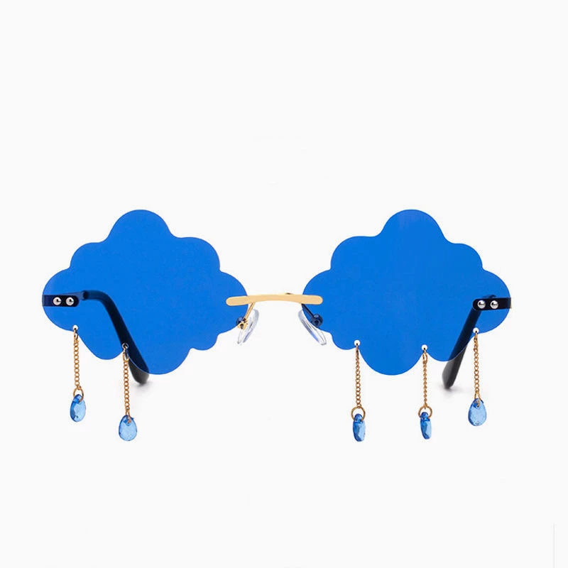 Trendy & Unique What's New Unique Rain Cloud Shape Lens Rimless Sunglasses - Blue 5 Trendy & Unique What's New Unique Rain Cloud Shape Lens Rimless Sunglasses - Blue