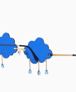 Trendy & Unique What's New Unique Rain Cloud Shape Lens Rimless Sunglasses - Blue 10 Trendy & Unique What's New Unique Rain Cloud Shape Lens Rimless Sunglasses - Blue