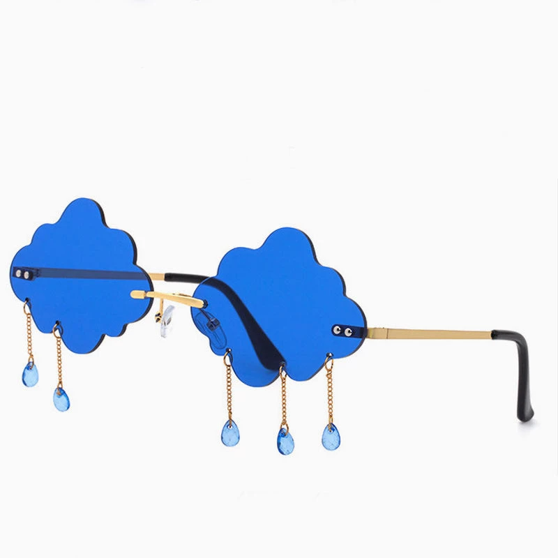 Trendy & Unique What's New Unique Rain Cloud Shape Lens Rimless Sunglasses - Blue 6 Trendy & Unique What's New Unique Rain Cloud Shape Lens Rimless Sunglasses - Blue
