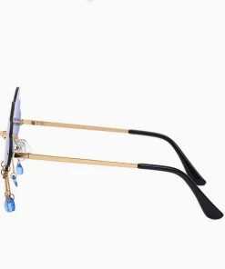Trendy & Unique What's New Unique Rain Cloud Shape Lens Rimless Sunglasses - Blue 11 Trendy & Unique What's New Unique Rain Cloud Shape Lens Rimless Sunglasses - Blue