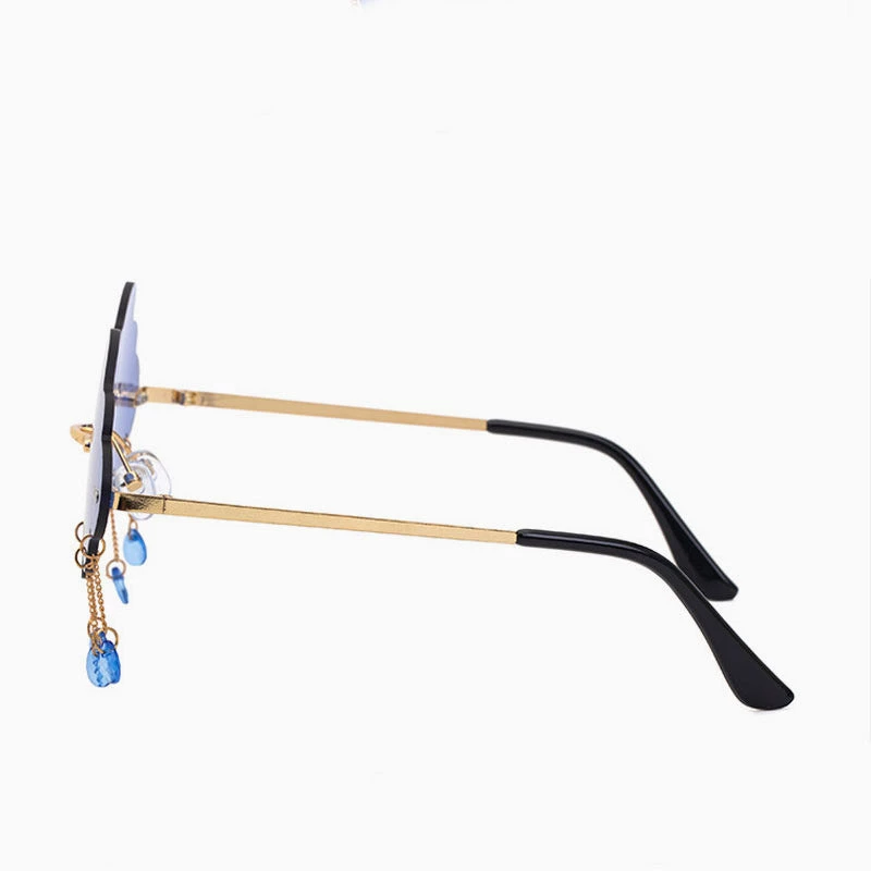 Trendy & Unique What's New Unique Rain Cloud Shape Lens Rimless Sunglasses - Blue 7 Trendy & Unique What's New Unique Rain Cloud Shape Lens Rimless Sunglasses - Blue