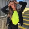 Trendy & Unique Unique Rib High Cut Sleeveless Halter Thong Bodysuit - Neon Green What's New