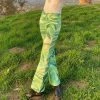Trendy & Unique Unique Tie Dye High Waist Zipper Front Flare Pants - Green What's New