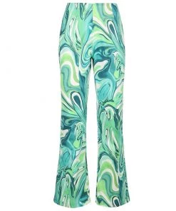 Trendy & Unique Unique Tie Dye High Waist Zipper Front Flare Pants - Green What's New