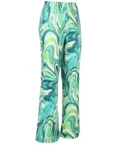 Trendy & Unique Unique Tie Dye High Waist Zipper Front Flare Pants - Green What's New