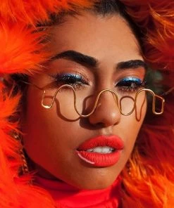 Trendy & Unique What's New Unique Gold Tone Wavy Lensless Eyeglass Half Frame - Gold