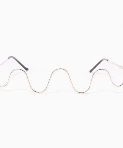 Trendy & Unique What's New Unique Gold Tone Wavy Lensless Eyeglass Half Frame - Gold