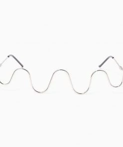 Trendy & Unique Unique Gold Tone Wavy Lensless Eyeglass Half Frame - Silver