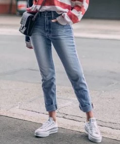 Trendy & Unique Unique Zip Back High Waist Faded Frayed Skinny Jeans - Blue What's New