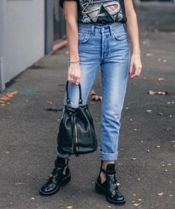 Trendy & Unique Unique Zip Back High Waist Faded Frayed Skinny Jeans - Blue What's New