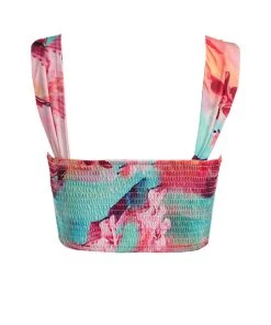 Trendy & Unique Vacation Ready Draped Bustier Suspender Strap Crop Tank Top - Blue