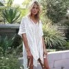 Trendy & Unique Vacation Ready V Neck Side Slit Pullover Crochet Cover Up - White What's New