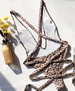 Trendy & Unique What's New Versatile Multi-Way High Cut Low Back One Piece Swimsuit - Leopard