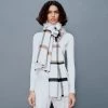 Trendy & Unique Versatile Plaid Print Frayed Oversized Blanket Scarf - White What's New