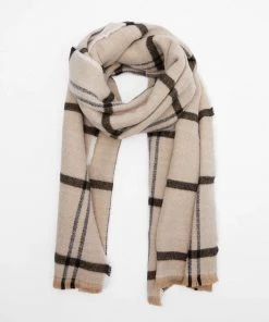 Trendy & Unique What's New Versatile Plaid Printed Frayed Oversized Blanket Scarf - Khaki