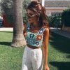 Trendy & Unique Vibrant Floral Pullover Square Neck Crochet Knit Tank Top - Mint