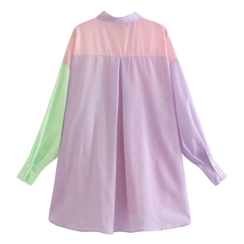 Trendy & Unique What's New Vibrant Rainbow Color Long Sleeve Button Down Shirt - Multicolor 7 Trendy & Unique What's New Vibrant Rainbow Color Long Sleeve Button Down Shirt - Multicolor