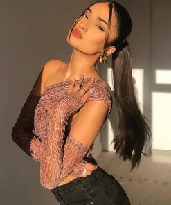 Trendy & Unique Vintage Animal Print One Shoulder Long Sleeve Crop Top - Leopard What's New