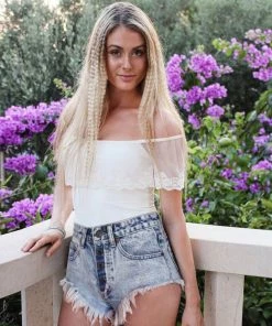 Trendy & Unique What's New Vintage Button Up Mid Rise Frayed Denim Shorts - Light Blue