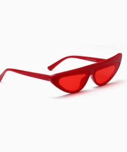 Trendy & Unique Accessories Time Fly Back '90s It Girl Cat-eye Space Sunglasses - Red