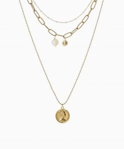 Trendy & Unique What's New The Boho Weekend Coin Charm Pendant Layered Necklace - Gold