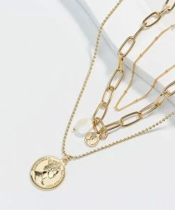 Trendy & Unique What's New The Boho Weekend Coin Charm Pendant Layered Necklace - Gold