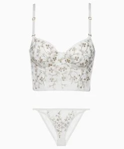 Trendy & Unique What's New Vintage Floral Trim Lace Embroidered Underwire Bralette Set - White 8 Trendy & Unique What's New Vintage Floral Trim Lace Embroidered Underwire Bralette Set - White